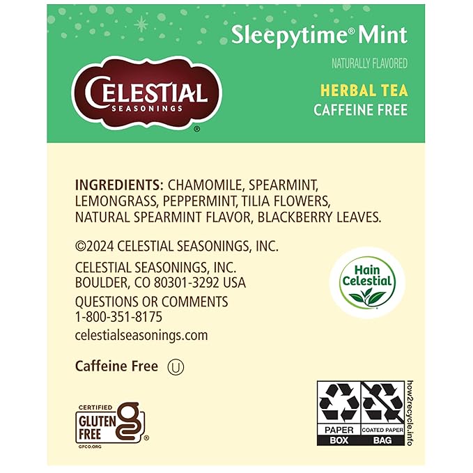 Celestial Seasonings Sleepytime Mint Herbal Tea - Caffeine Free Sleep Tea, 20 Tea Bags Per Box (Pack of 6) - Bloomnest