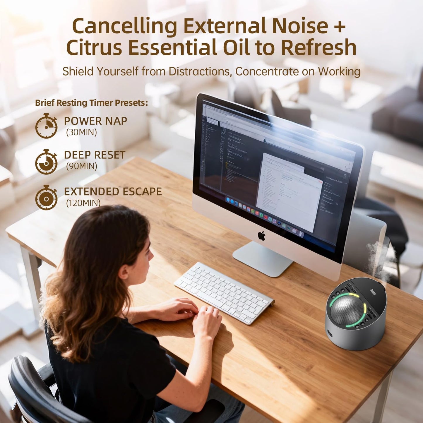 Sound Machine with Aroma Diffuser, Premium Metal Shell White Noise Machine, Soothing Night Light, 50+ Natural Sounds for Sleep, Focus, Relaxation, Perfect System for Adults Kids Baby