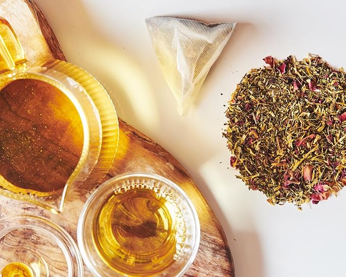 Grace Farms Organic SPEARMINT ROSE Herbal Tea (100 Enveloped Pyramid Sachets w/ String & Tag) | Naturally Sweet, Stress Relieving and Caffeine Free | Organic, Fair Trade and Kosher Certified | Delicious Iced Tea | Gives Back 100% of Profits - Bloomnest