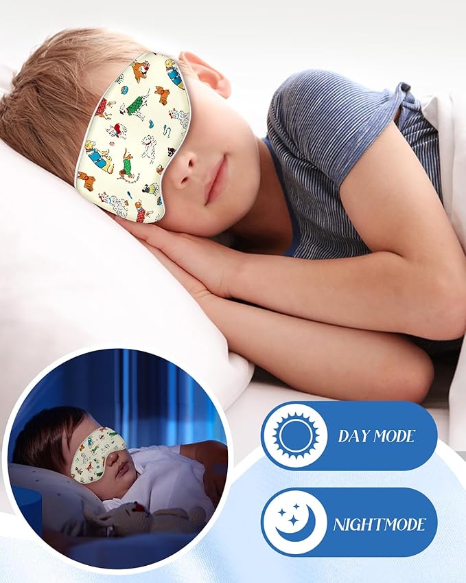 Sleep Mask for Kids - Silk Eye Mask for Sleeping Cute Cartoon Kids Sleep Mask for Boys Girls Teens Soft Smooth Adjustable Straps Silk Kids Eye Cover, Cartoon Puppy - Bloomnest