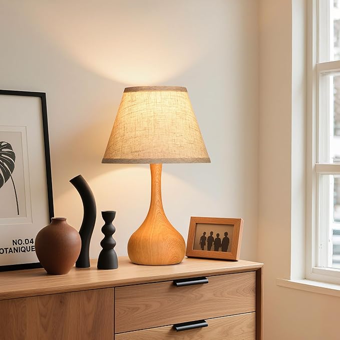 Touch Table Lamp for Bedroom Set of 2, 3-Way Dimmable Bedside Lamp for Nightstand, 17” Rustic Metal Desk Lamp with Linen Shade for Living Room, Kids Reading, Dorm, Home Office Decor, Bulb Included - Bloomnest
