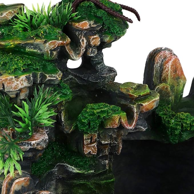 Indoor Fountain, Tabletop Water Fountain Desktop Meditation Waterfall Fountain with Rockery, Plant, Atomizing Humidifier for Office, Home, Bedroom Desk Décoration(US 110V) - Bloomnest