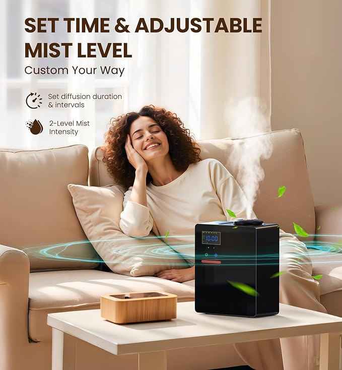 Waterless Essential Oil Diffuser 5000 Sq.Ft Coverage for Large Home, Hotel, or Office, 200ml Cold Air Scent Diffuser Machine with Bluetooth App Control, Quiet No-Heat HVAC Fragrance Diffuser - Bloomnest