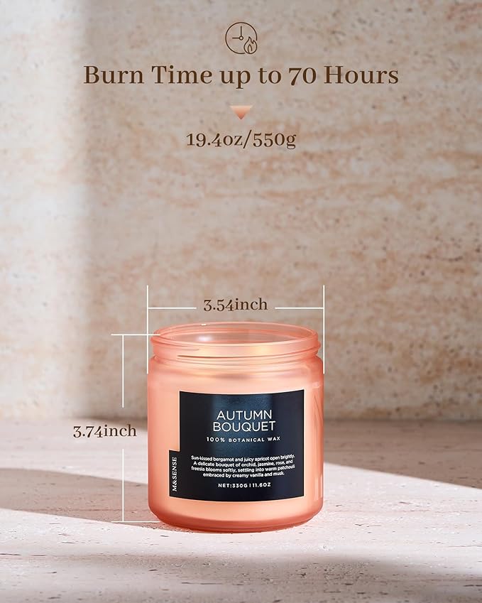 M&SENSE Fall Candle Autumn Wreath Scented, Large 11.6oz Natural Soy Wax 70 Hours Burn Time Clean Non Toxic Candle Classic 2 Wicks Gifts - Bloomnest