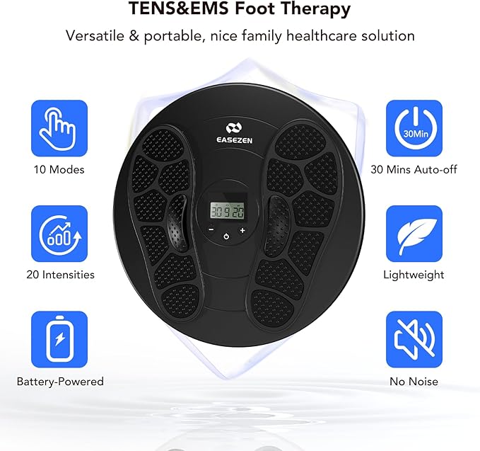 Foot Massager for Neuropathy, TENS & EMS Foot Circulation Stimulator for Pain Relief, 10 Modes and 20 Intensities, Relieve Swelling, Cramps, RLS & Plantar Fasciitis, Gifts for Mom Dad - Bloomnest
