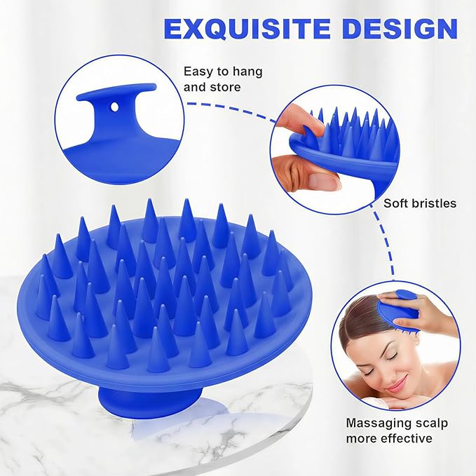 Meartchy Silicone Scalp Massager Shampoo Brush, Scalp Brush for Hair Growth & Dandruff Removal, Hair Scrubber Scalp Stimulator Exfoliator Brush with Soft Bristles for Wet Dry Scalp Care (Ocean Blue) Meartchy