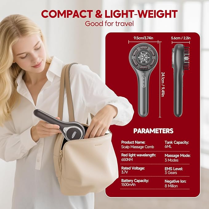 Morfone Upgrade 3 in 1 Electric Scalp Massager Brushes, Hair Oil Applicator, IPX7 Waterproof Scalp Massager Comb, Cordless & Portable Adjustable Modes for Men Women (Gray) Morfone