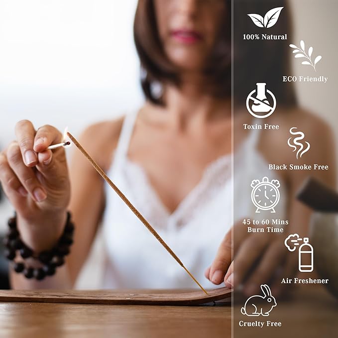 Incense Sticks, Cherry Blossom Incense, Made with Natural Ingredients, Hand Rolled Aromatic Masala, 40 Stick Pack, 45-60 Minute Burn Time, Best for Home Fragrance, Meditation, Yoga, Spiritual Healing KARMAPLEDGE