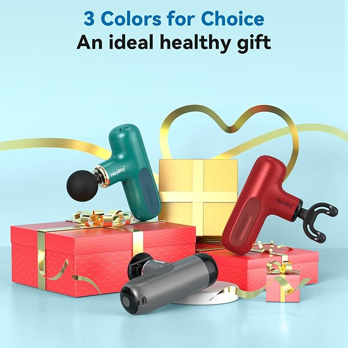 Mini Massage Gun with Heat, Deep Tissue Massage Gun, Portable Percussion Muscle Massager with 4 Massage Heads for Athletes - Bloomnest