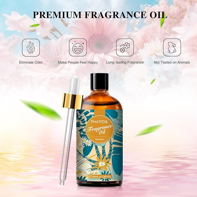 PHATOIL 3.38FL.OZ Mandarin Fragrance Oils for Aromatherapy, Essential Oils for Diffusers for Home, Perfect for Diffuser, DIY Candle and Soap Making, DIY Scented Products - 100ml - Bloomnest