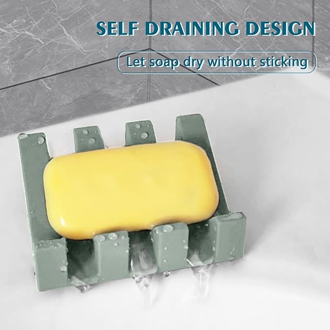 Self Draining Soap Dish Holder,Silicone Soap Dish,for Bathroom,Kitchen, Sponges，Can Extend Soap Life，Keep Soap Bars Dry and Easy Cleaning (Green,4-Pack) - Bloomnest