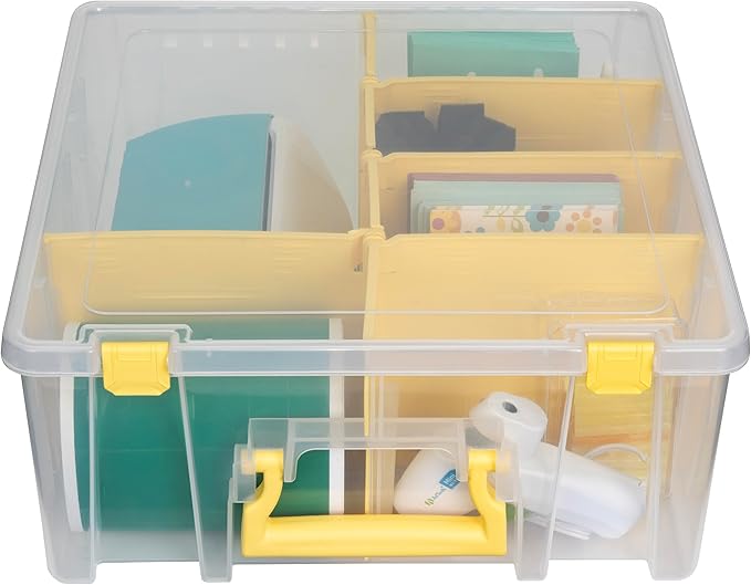 ArtBin 6990JY Super Satchel Double Deep Compartment Box - Art Storage with 8 Removable Compartments, Smart Closure for Craft Supplies (Yellow- Pack of 1) - Bloomnest
