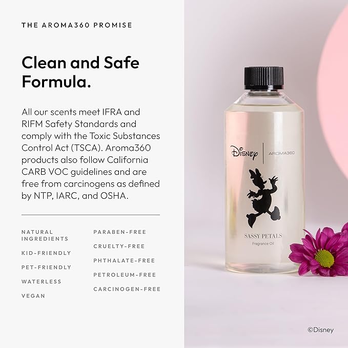 Aroma360 | Disney | Sassy Petals Fragrance Oil Blend | Daisy Duck | Luxury Aromatherapy Scent Diffuser Oil | Bergamot, Rose and Amber 16.9 fl oz, 500 mL - Bloomnest