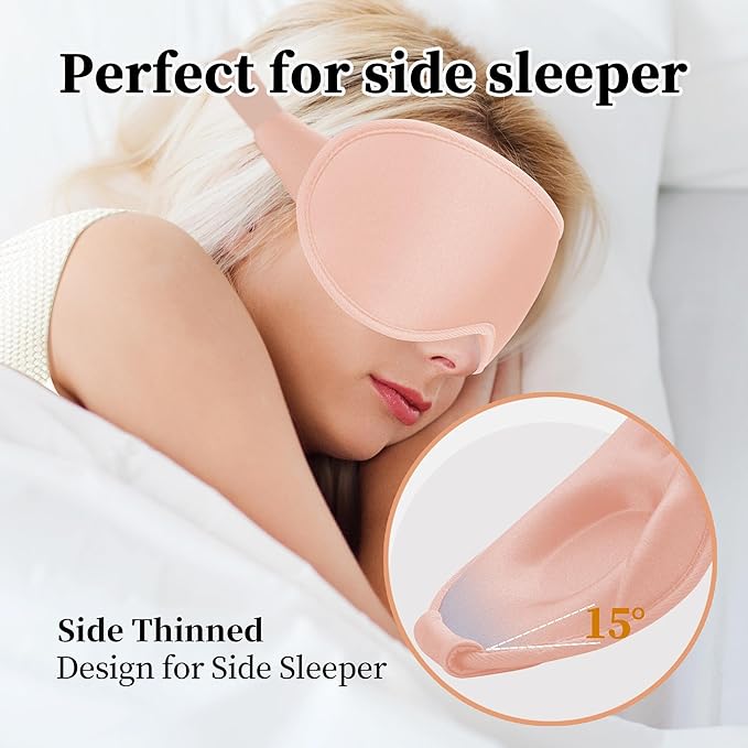 3D Sleep Mask for Men&Women, 2 Pack Contour Eye Masks for Sleep, Side Sleeping Mask for Men&Women, Blackout Eye Mask for Sleeping Eye Mask, Airplane Travel Essentials for Men, Meditation Black & Pink - Bloomnest