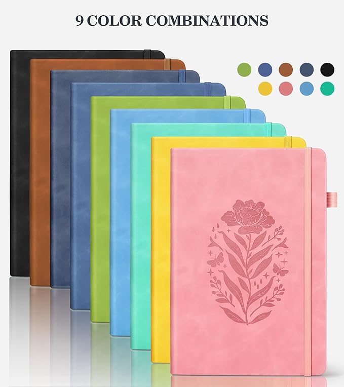 Lined Journal Notebook for Men Women, A5 Leather Journals for Writing, 200 Pages College Ruled Journal Notebook, Travel Daily Journal Notebook for Work School, Note Taking 5.75'' X 8.38'' Grayblue - Bloomnest