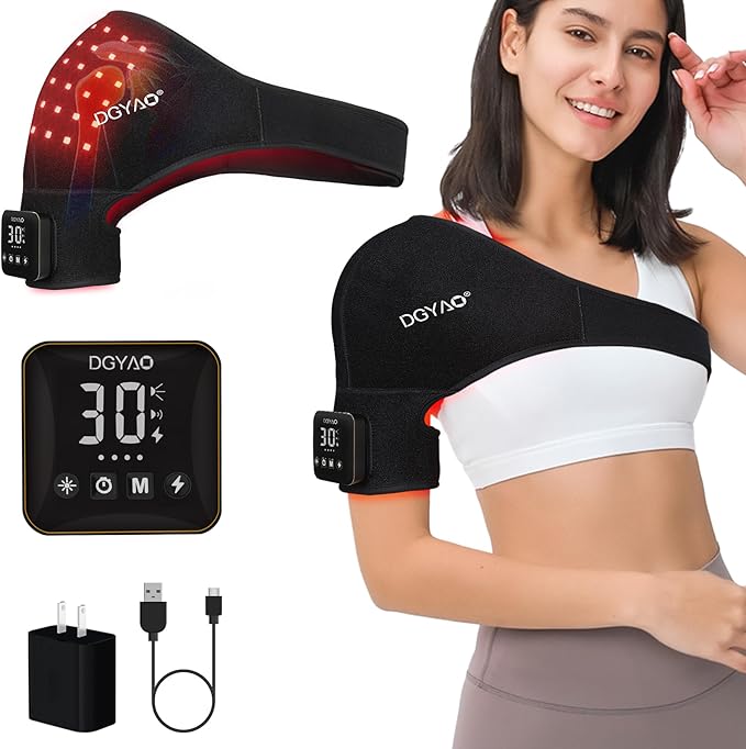 Cordless Shoulder Red Light Therapy Belt, Portable Near Infrared Light Therapy, 4000mhA Rechargeable 3-in-1 Relieve Shoulder Pain - Bloomnest