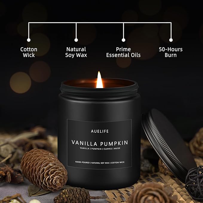 Fall Candle | Vanilla Pumpkin Candle - Scented Candles for Autumn, Fall Aromatherapy Gifts - 7 OZ - Bloomnest