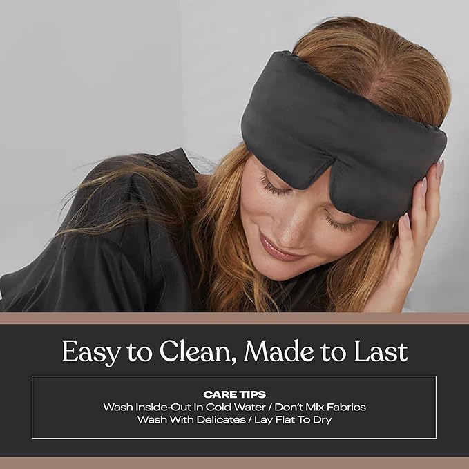 Lunya Sleep Mask with Box - Washable Silk Sleeping Mask and Headband for Beauty Routines - Thermoregulating Comfort for Restful Nights - Silk Eye Mask for Women - Large - Meditative Grey - Bloomnest