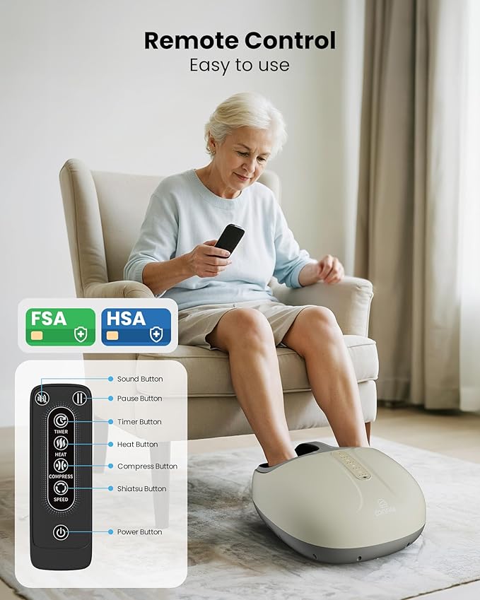 COMFIER FSA Eligible Shiatsu Foot Massager with Heat,Compression, Kneading & Rolling, HSA Electric Feet Massager for Plantar Fasciitis, Foot Warmer Gifts for Mom & Dad,Size Up to 15" - Bloomnest