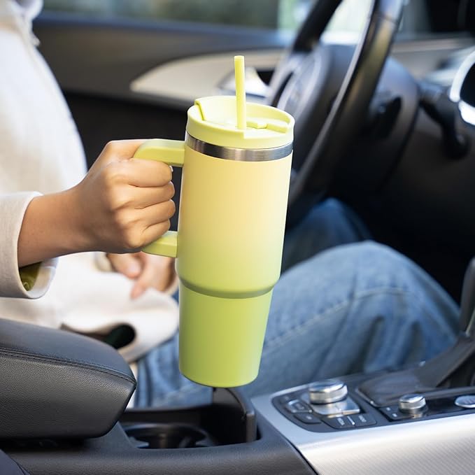 BJPKPK 40 oz Tumbler With Handle Insulated Tumblers With Lid And Straw Stainless Steel Thermal Cup,Black