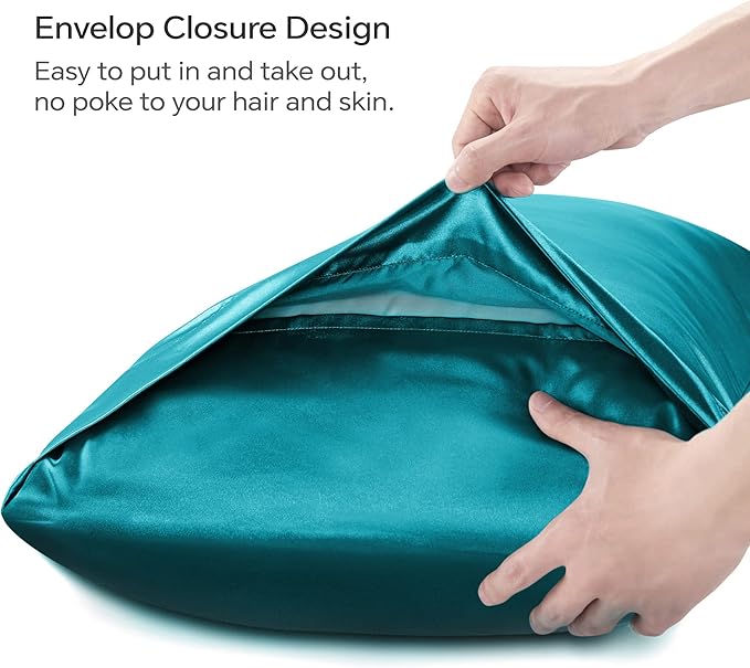 BEDELITE Satin Body Pillow Cover 2 Pack, Super Soft and Cooling Body Pillow Pillowcase for Hair and Skin, Breathable Silky Full Long Pillowcase Cover(20"x54", Teal) - Bloomnest