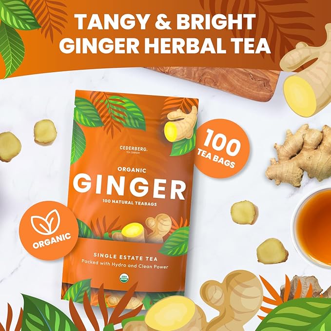 Organic Ginger Tea — 100 Tea Bags | Organic Herbal Tea From Single Origin | Eco-Friendly | Non-GMO Caffeine Free | Cederberg Tea Company. - Bloomnest