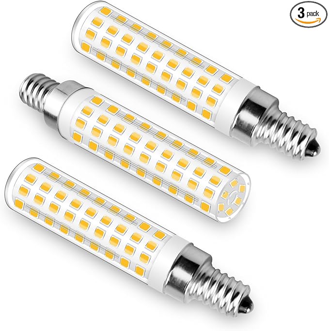 E12 Led Bulbs Replacement 120V 100W Halogen Candelabra, E12 10W T6 Warm White 3000K Non-dimmable Energy Saving for Candelabra,Ceiling Fan, Table Cabinet Lighting, Pack of 3 - Bloomnest