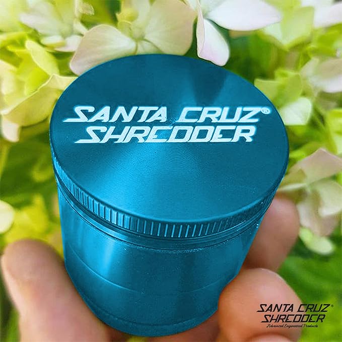 Santa Cruz Shredder Metal Spice Grinder Knurled Top for Stronger Grip 3-Piece Medium 2.2" (Teal) - Bloomnest
