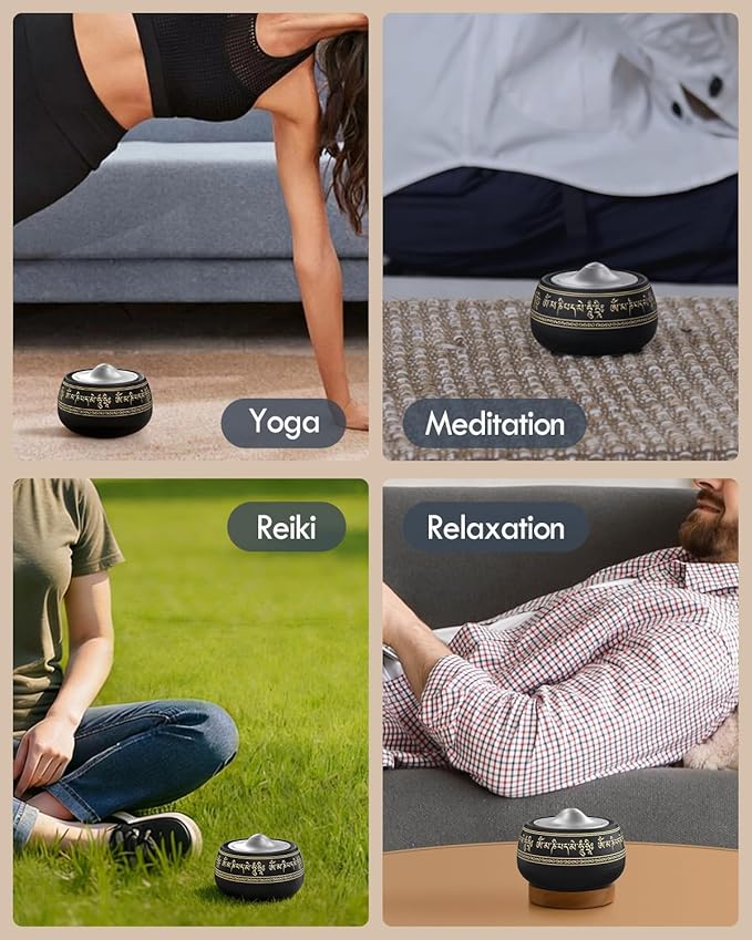 Portable Electronic Tibetan Singing Bowl, 8 Chakra Modes with 8 Chakra Cycle Play Mode, Auto/Manual Mode, Vibration & Built-in Timer, USB-C Rechargeable Meditation Device for Yoga, Reiki, Relaxation