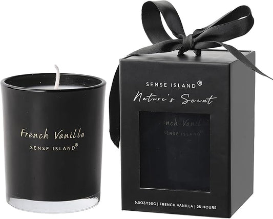 French Vanilla Candle Gifts for Her Creamy Vanilla Scented Candles 100% Soy Candle with Premium Gift Box with Black Ribbon I Candles for Women and Men - Bloomnest