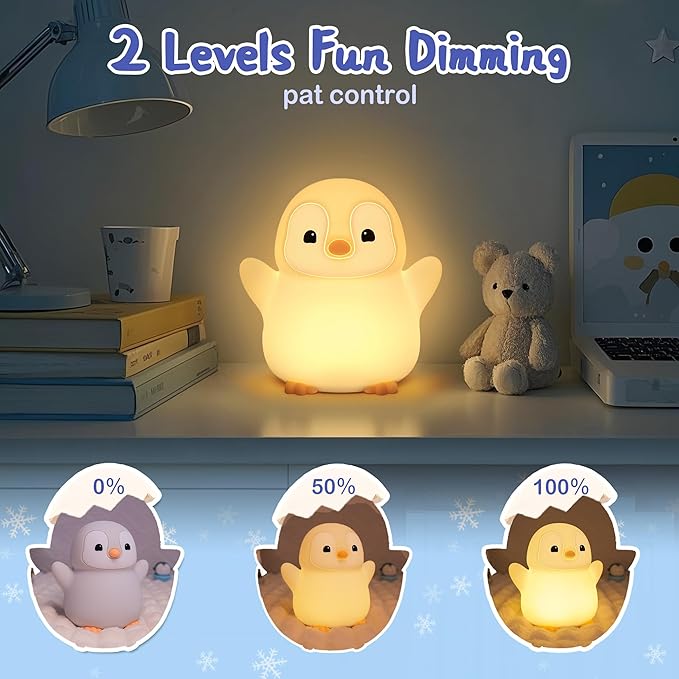 YuanDian Penguin Night Light, Cute Animal Themed Gifts for Adults and Teens. Decorate Bedrooms with Silicone Penguin Toy Nightlights, Christmas Birthday Gift for All - Bloomnest