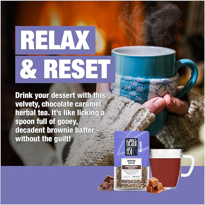 Tiesta Tea Brownie Batter, Premium Loose Leaf, Chocolate Caramel Herbal Tea Blends, Non-Caffeinated Herbal Drink, Real Fruit, Herbs, Spices, Hot or Iced Brew Up to 20-25 Cups, 3oz Resealable Pouch - Bloomnest