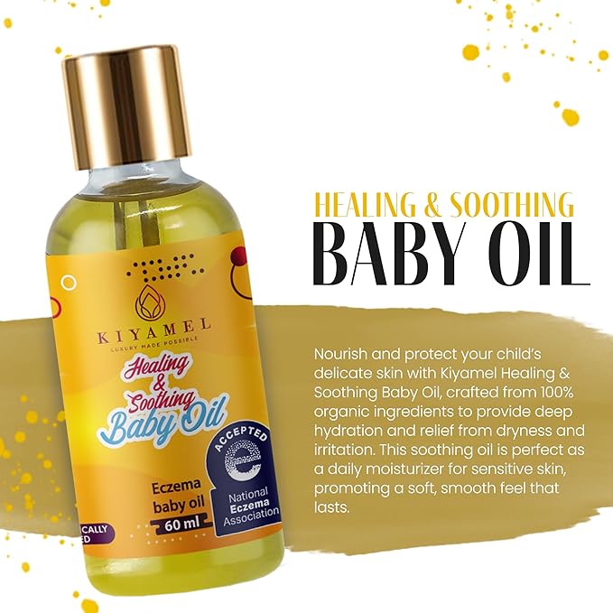 KIYAMEL Healing and Soothing Baby Oil, Fast Absorbing Moisturizer for Sensitive Skin, with Jojoba, Argan & Black Currant Oil, Natural Orange Scent and Vitamin E Enriched - Bloomnest