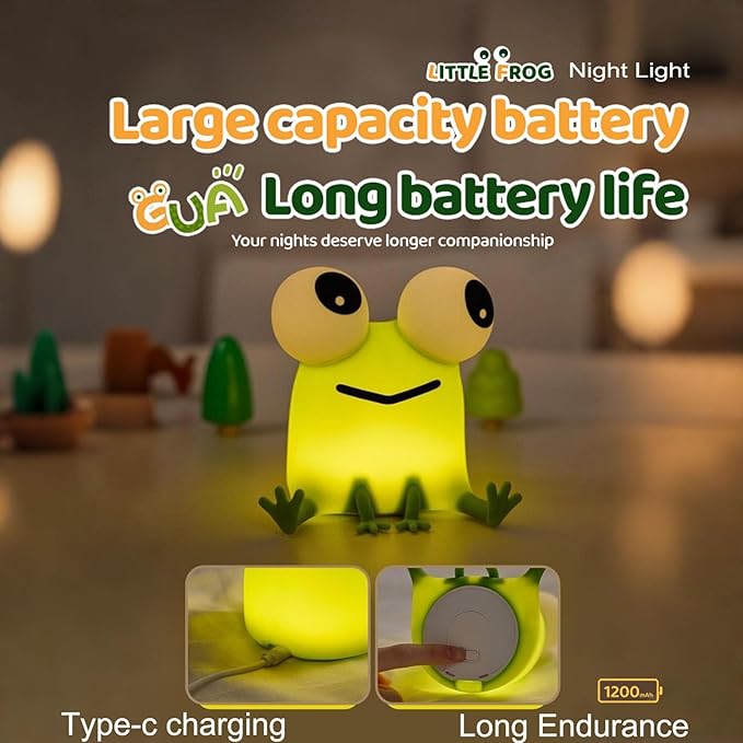 DREAMING MY DREAM Frogs Night Light,Dimmable Silicone Animal Nursery Night Light,Frogs Lamp Decor for Kids Room Bedroom,Birthday Christmas Unique Gift for Kids boy GirlsFrogs - Bloomnest
