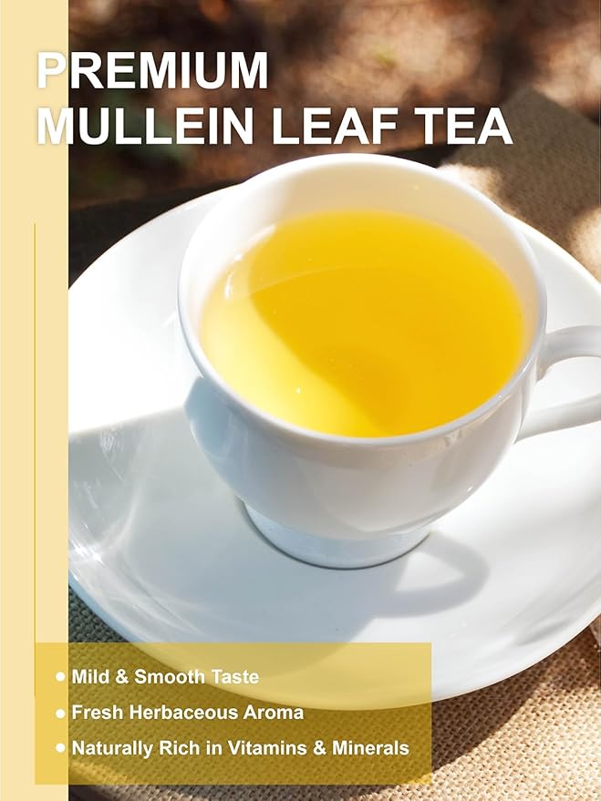 TeeLux Mullein Leaf Tea Bags, 3g/Bag, 60 Count, Natural Mullein Leaves, Caffeine Free, Biodegradable Corn Fiber Pyramid Tea Bags - Bloomnest