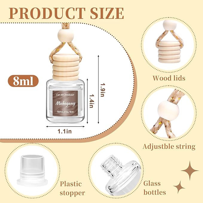 6 Pack Car Air Freshener - Valentines Day Gifts for Her, Hanging Air Freshener Essential Oil Diffuser, Romantic Car Scents Cute Auto Decor Gifts for Women/Men - Bloomnest