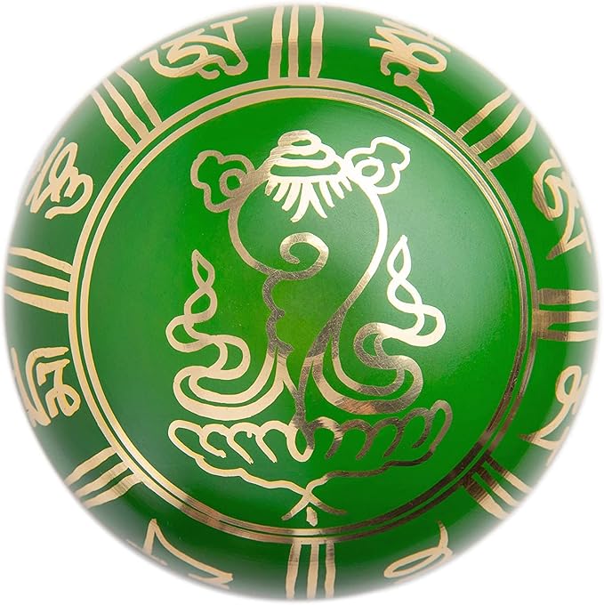Tibetan Singing Bowl Set - Authentic Handcrafted Mindfulness Meditation Holistic Sound 7 Chakra Healing by Himalayan Bazaar (Emerald) - Bloomnest