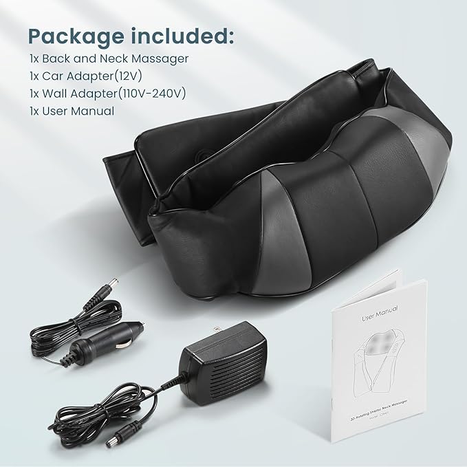 Careboda Shiatsu Neck and Back Massager with Soothing Heat, Electric Shoulder Massage 8 Nodes Deep Tissue 3D Kneading Massages for Pain Relief Gray - Bloomnest