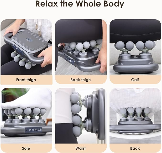 16 Head Massage Gun Set, Deep Tissue Percussion Massager, Electric Massage Tools with 9 Styles & Levels, Dark Grey - Bloomnest