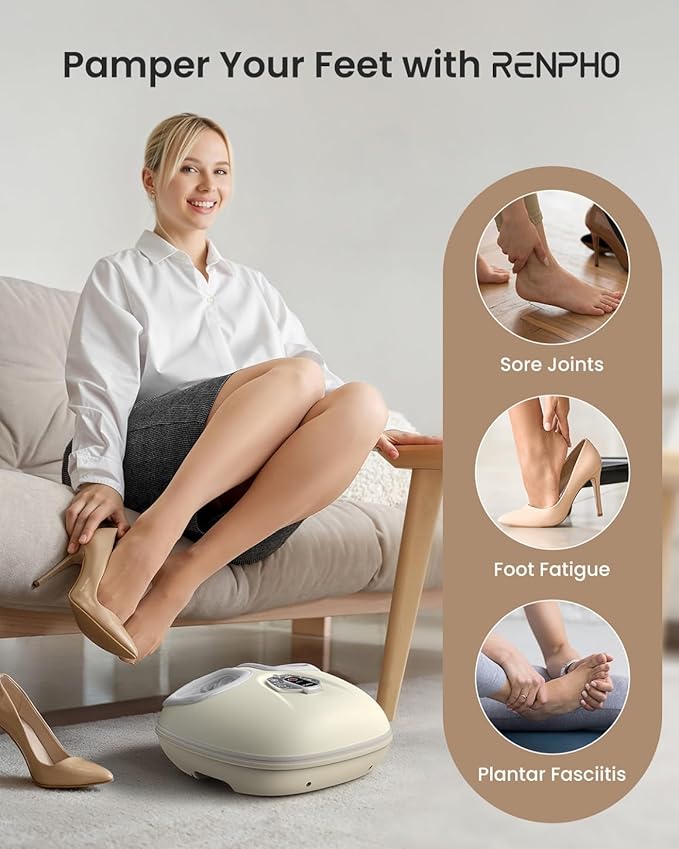 RENPHO Foot Massager Machine with Heat [2026 Upgraded], Shiatsu Foot Massager for Plantar Fasciitis, Birthday Gifts for Women, Wireless Control, Voice Control (New)