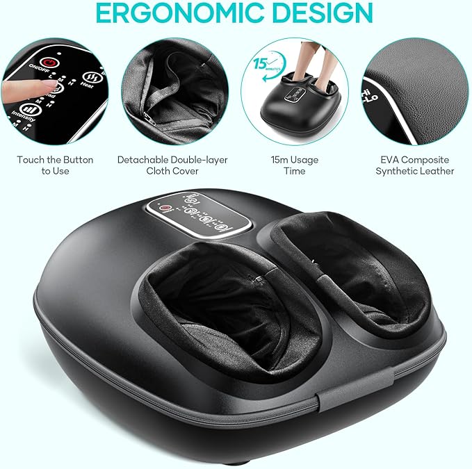 New Shiatsu Foot Massager with Heat, Vibration,Rolling Compression Feet Massager Machine, 3-Level Adjustable, Full Wrap & Knead, Easy to Use for Daily Relaxation, Pain Relief, Portable for Family - Bloomnest
