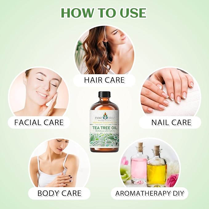 EVOKE OCCU 100% Pure Tea Tree Oil, for Skin, Face, Toenails, Add to Body Wash, Soap, Foot Soak - 4 FL Oz - Bloomnest