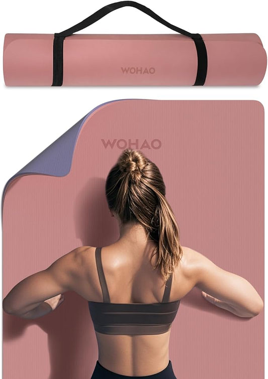 Extra Thick 8mm Yoga Mat, 72"x28" Non Slip Exercise Mat, Reversible 2-Sided Dual Color Premium POE Material, with Carrying Strap for Yoga, Pilates, Home Gym - Bloomnest