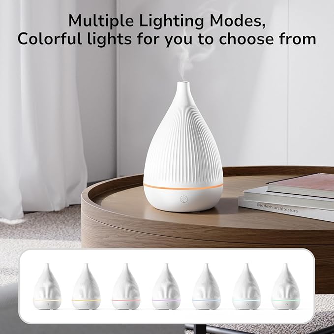 Ultrasonic Essential Oil Diffuser, Home Fragrance Aroma Diffuser with Auto Shut-Off, Color Change Night Light & Ultra-Quiet Operation, BPA-Free Portable Aromatherapy Humidifier for Home (White) - Bloomnest