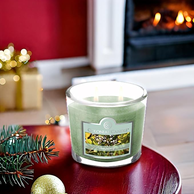 Colonial Candle Bayberry Scented Jar Candle, 2 Wick, 3.5 oz, Mottled Wax Candle - Bloomnest
