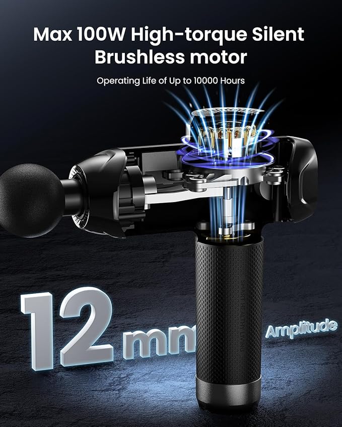 RENPHO Massage Gun Deep Tissue with Heat and Cold, Percussion Muscle Massage Gun Bluetooth with 12mm Amplitude, Handheld Massager Gun, Power+ Thermacool Grey - Bloomnest