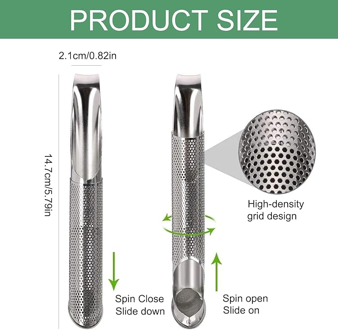 2 PCS Stainless Steel Tea Diffuser, 2025 New Stainless Steel Tea Infuser, Mesh Strainer with Hanging Hook Handle, Tea Bags for Loose Leaf Tea, Tea Artifact Creative Pipe - Bloomnest