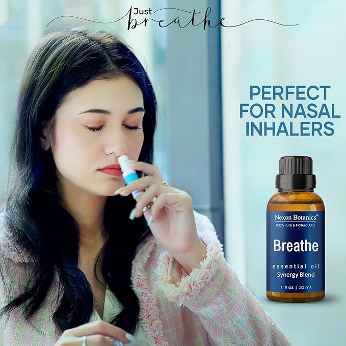 Breathe Essential Oil Blend 30 ml - Breath Sinus Relief with Menthol Oils - for Humidifiers, Diffusers, and Aromatherapy - Nexon Botanics (Pack of 2) NexonBotanics