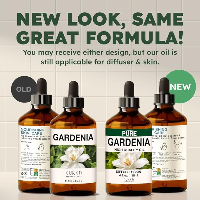KUKKA Gardenia Essential Oils - 4 Fl Oz - for Hair, Skin, Diffuser, Aromatherapy & DIY Soap Making Scent - Bloomnest