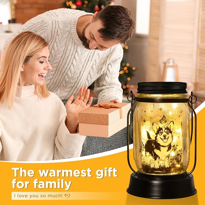 Corgi Gifts for Women/Men Corgi Solar Lanterns Dog Mom Birthday Dog Lovers Lantern Pet Loss Pet Memorial Lights Solar Garden Decoration for Yard, Patio,Backyard,Porch Torches - Bloomnest